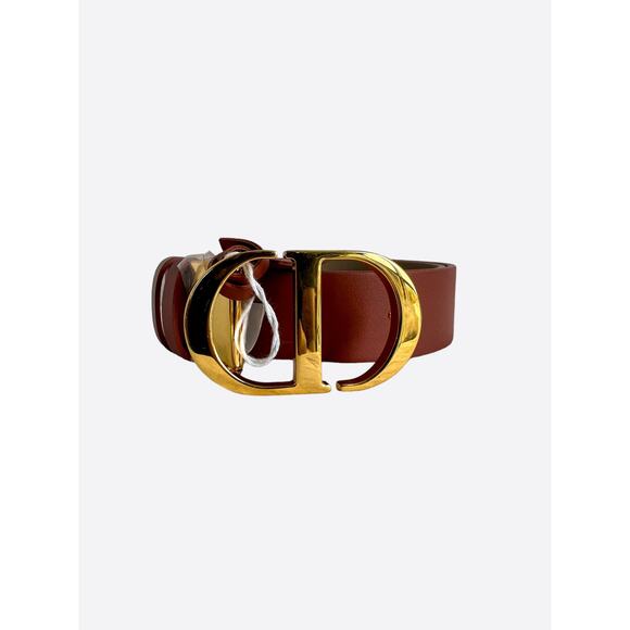 Dior Taupe & Rust Reversible Gold Buckle Belt - Picture 1 of 7